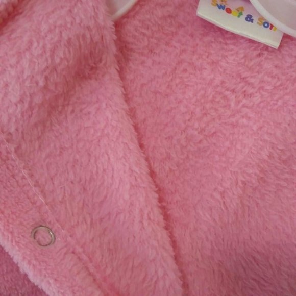 Baby Girl Pink warm Sleepwear 1 Pc. Tight-Fit Footie Sweet & Soft Winter Outfit - Picture 3 of 6